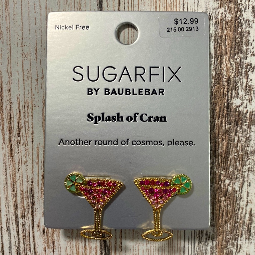 Sugarfix by Baublebar Splash of Cran Martini Glass Stud Earrings - Picture 2 of 3